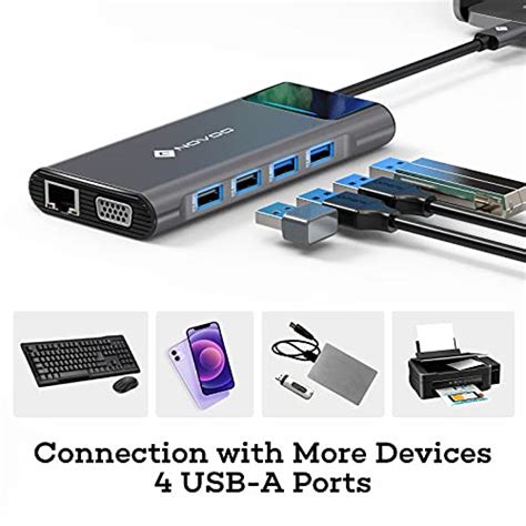 USB C Docking Station Dual Monitor NOVOO 12 In 1 Laptop Docking