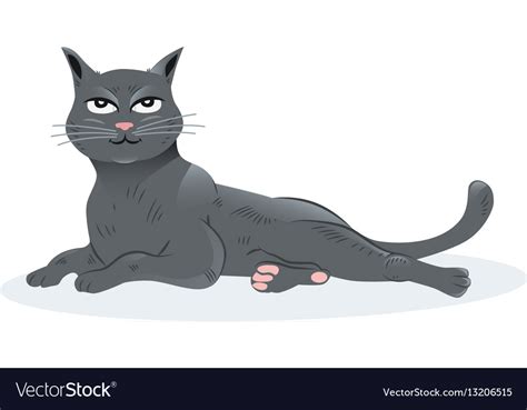 A Black Cat Sitting Down Royalty Free Vector Image