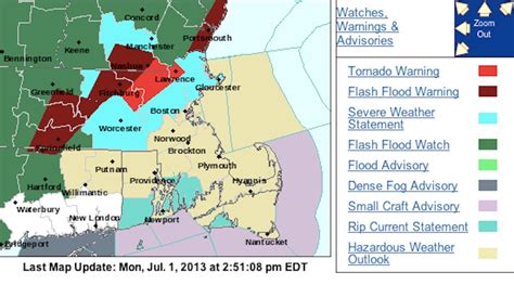 Massachusetts Tornado Warning Weather Service Issues Advisory