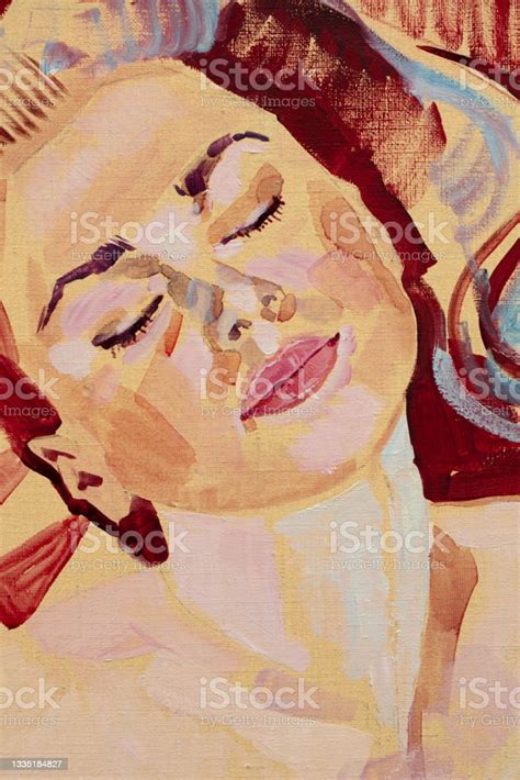 Watercolor Painting Female Portrait Handmade Stock Illustration