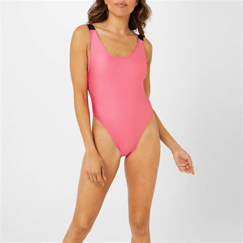 Calvin Klein Scoop Back One Piece Pink Flash Frasers