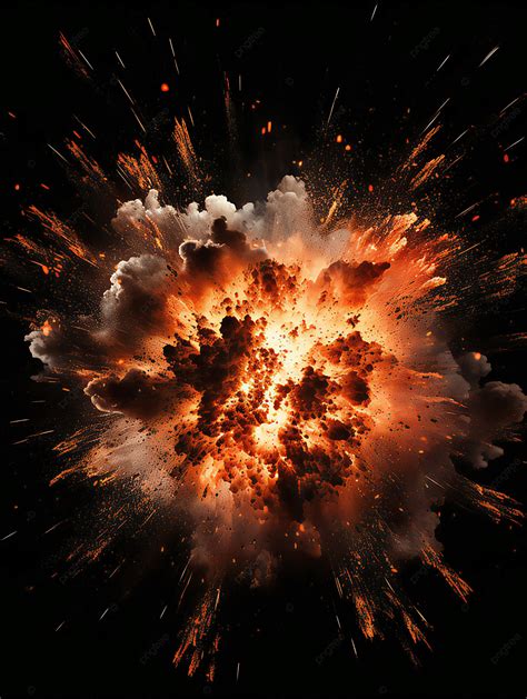 Bomb Gunpowder Explosion Smoke Burning Spark Flame Fragments Splash ...