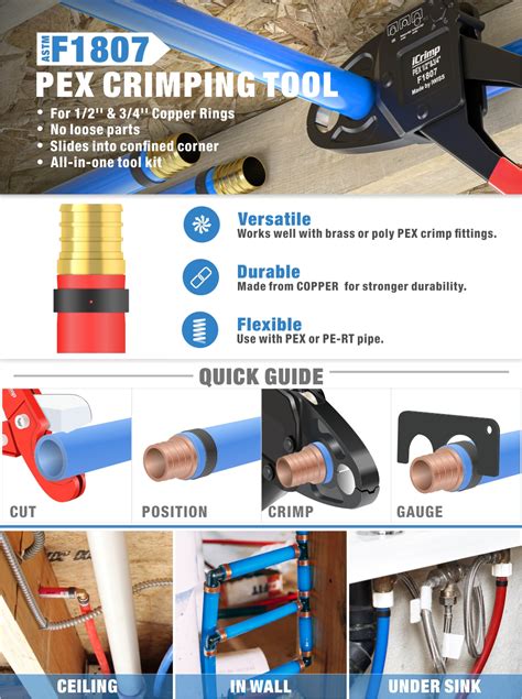 Iwiss Angle Pex Crimping Tools Combo Kits For 1 2 And 3 4 Pex Crimp Rings With Go No Go Gauge