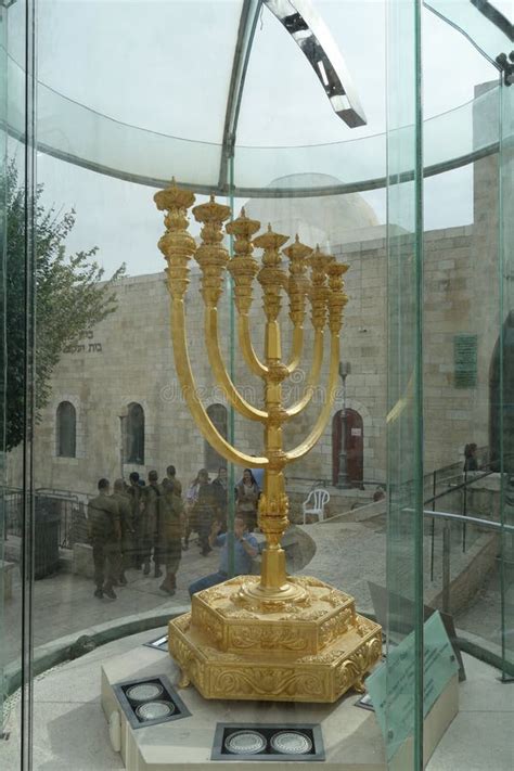 The Golden Menorah Located In The Jewish Quarter In The Old City Of