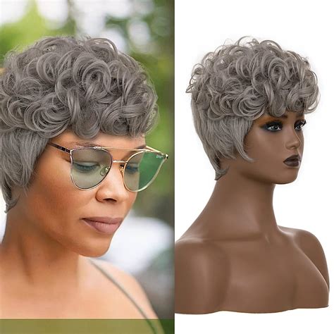 Buy Bingsing Short Grey Pixie Cut Wig Short Hair Wig For Black Women