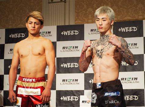 「rizin Landmark Vol2」前日計量をクリアした鈴木千裕（左）と平本蓮 ― スポニチ Sponichi Annex 格闘技