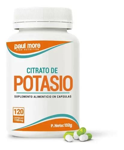 Citrato De Potasio 120 Cápsulas de 1100mg Premium Rinde 4 meses