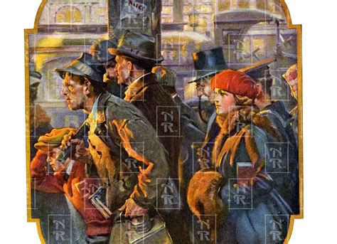 End Of The Working Day Commuter Rush Norman Rockwell