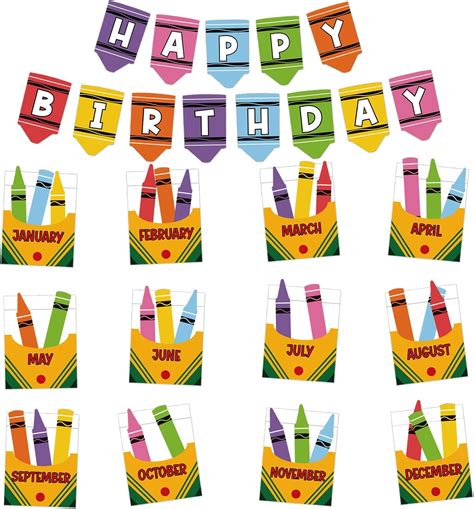 Happy Birthday Bulletin Board Decorations Set Colorful