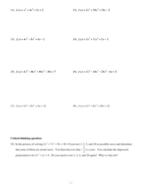 Free The Rational Root Theorem Worksheet Answers Download Free The