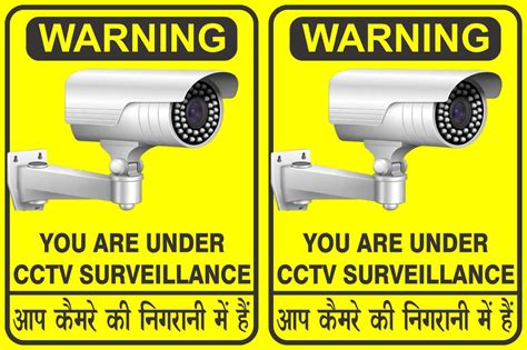 RH DECOR You Are Under CCTV Surveillance Hindi English 2 PCS Self