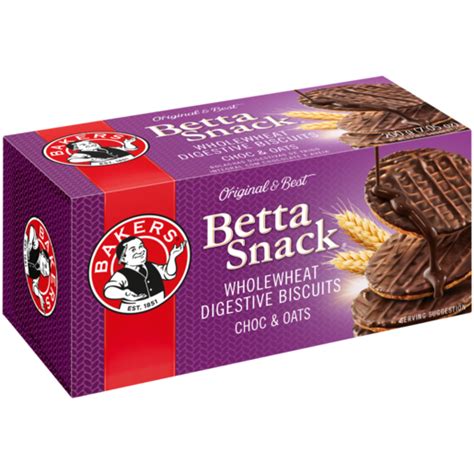 Bakers Betta Snack Chocolate And Oats Flavoured Wholewheat Digestive