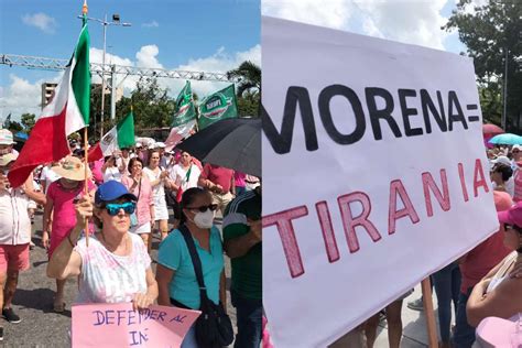 Cancún Marchan a favor del INE cerca de dos mil 500 personas