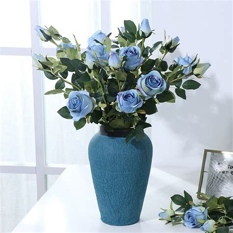 Windfall Artificial Flowers In Vase Decor Silk Rose Flower Arrangements Fake Faux Flowers