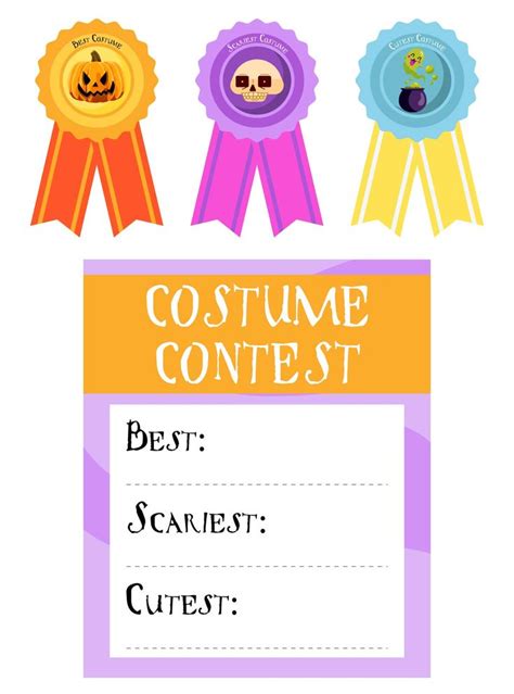 Three Ribbons With The Words Costume Contest Written On Them And One