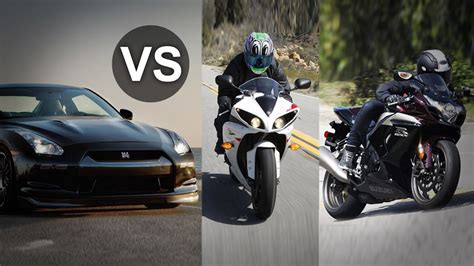 Nissan GT-R takes on Yamaha R1, GSX-R 1000 liter bikes, flat out ...