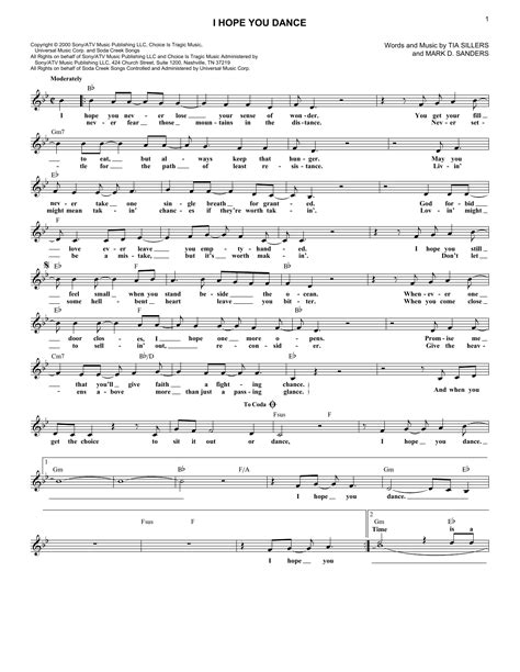 I Hope You Dance By Lee Ann Womack Sheet Music For Lead Sheet Fake