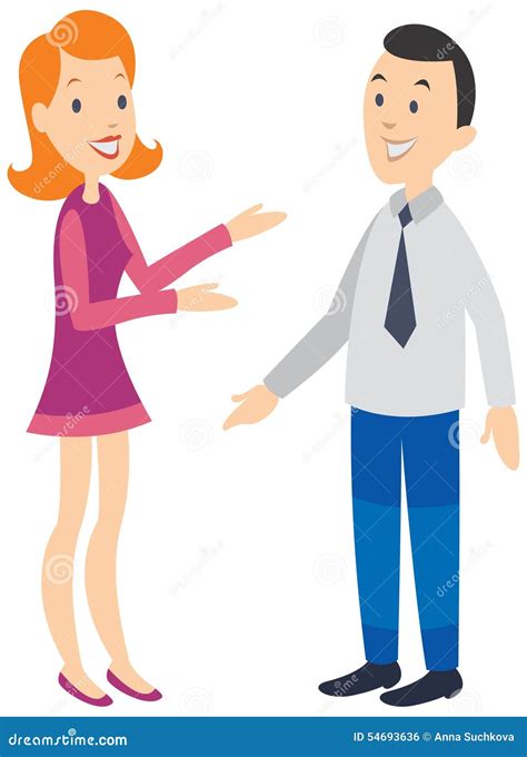 Woman Talking To Man. Happy Faces. Stock Vector - Image: 54693636