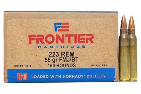 Hornady 223 Rem 55 Gr FMJ Frontier 150 Box Oriented Sportsman S