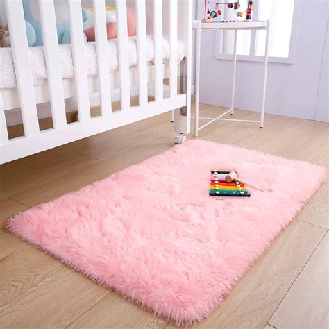 Fluffy Bedroom Rug Plush Fuzzy Rugs for Kids Room, 2x3 Feet, Pink - 2 ft x 3 ft - Bed Bath ...