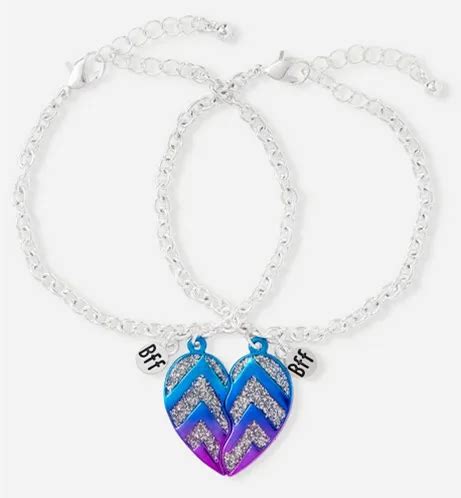 Glitter Chevron Bff Heart Bracelets Fashion Best Friend Friendship ...