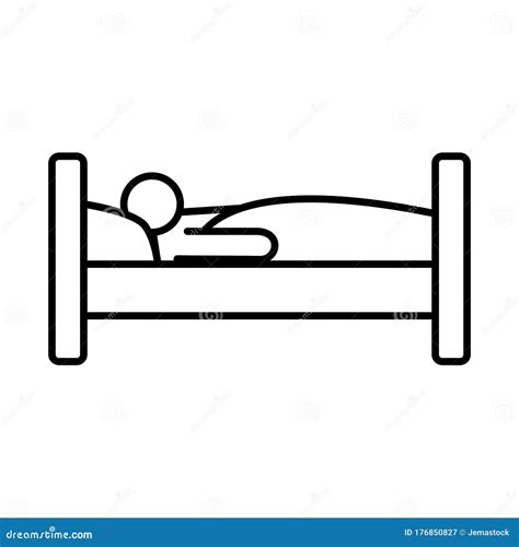 Person Sleeping In Bed Line Style Icon Stock Vector Illustration Of