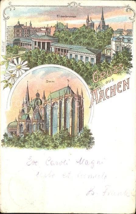 Postkarte Carte Postale Aachen Elisenbrunnen Dom Manuskript