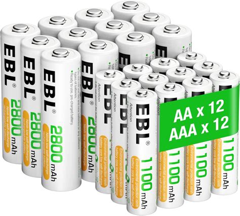 EBL 24PCS AA Et AAA Piles Rechargeables Avec 12PCS AA Piles