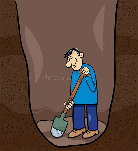 Digging Man Cartoon Illustration Stock Vector Illustration Of Depth