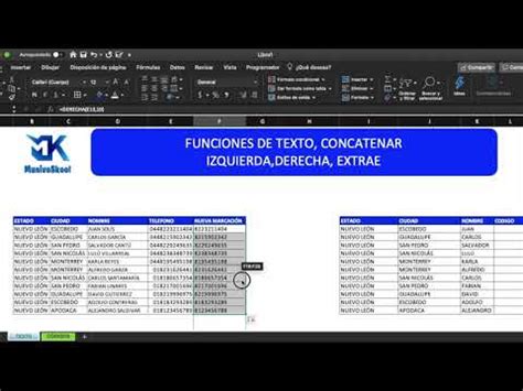 FUNCIONES DE TEXTO IZQUIERDA DERECHA CONCATENAR EXTRAE P1 YouTube