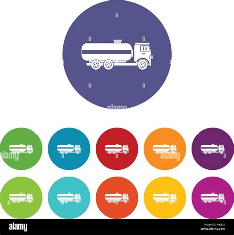 Fuel Tanker Truck Set Icons Stock Vector Image And Art Alamy