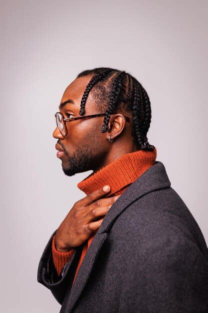 Premium Photo Stylish African American Man In Eyeglasses Touching