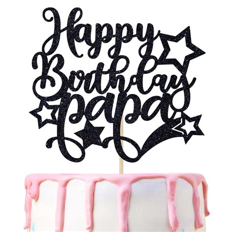 Buy Black Glitter Happy Birthday Papa Cake Topper World S Best Dad