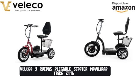 VELECO 3 Patinete Electrico Ruedas Plegable Scooter Movilidad Trike