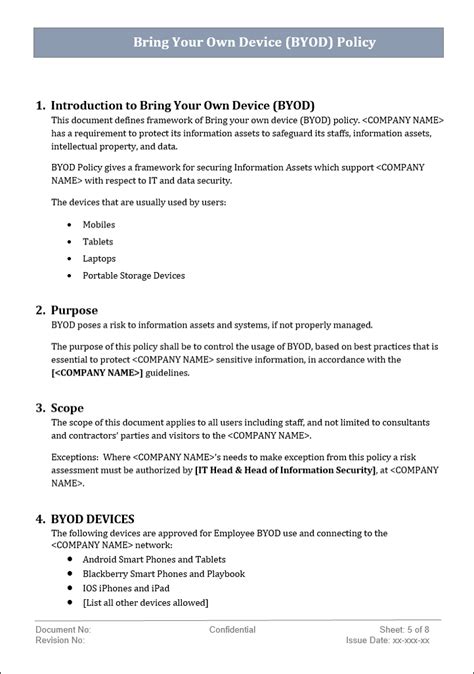 Bring Your Own Device Byod Policy Itsm Docs Itsm Documents