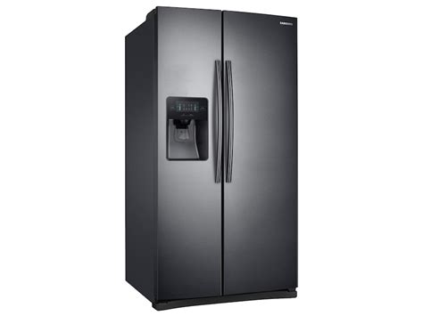 25 Cu Ft Side By Side Refrigerator With Led Lighting In Black Stainless Steel Refrigerator