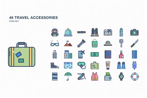 Travel And Accessories Icon Set - Design Cuts