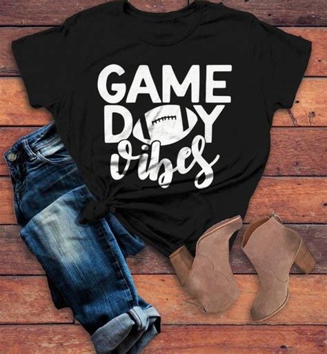 Womens Game Day Vibes T Shirt Football Tshirt Football Shirts Graphic