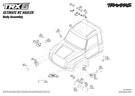 Exploded View Traxxas Trx 6 Ultimate Rc Hauler 6x6 110 Rtr čer Body Astra