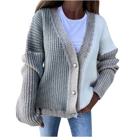 Hapimo Womens Sweaters Fall Fashion Long Sleeve Knit Cardigan Button V