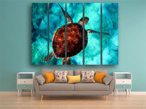 Sea Turtle Set Sea Turtle Wall Art Sea Turtle Room Decor Ocean