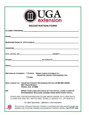 Fillable Online Caes Uga GENERIC REGISTRATION FORM Pdf University Of