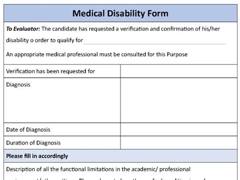 Medical Disability Form Editable Pdf Forms