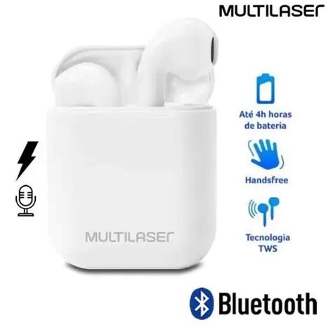 Fone De Ouvido Bluetooth Tws Airbud Branco Ph Multilaser