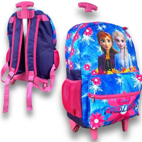 Mochila Escolar Rodinhas Frozen Ana E Elza Tamanho G Shopee Brasil