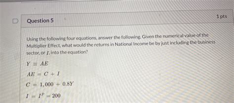 Solved Question Pts Using The Following Four Equations Chegg