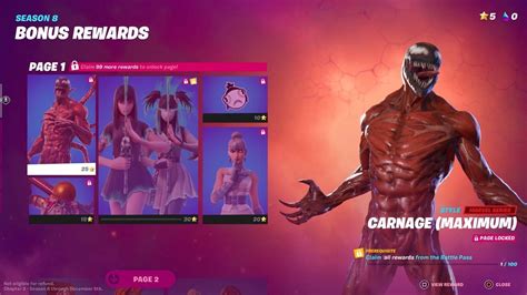 Fortnite Chapter 2 Season 8 All Battle Pass Rewards Showcase Youtube