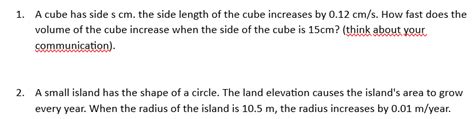 Solved 1. A cube has side scm. the side length of the cube | Chegg.com