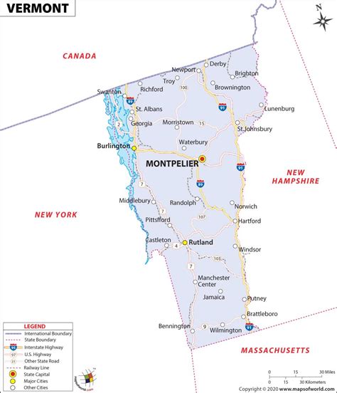 Vermont State Map Map Of Vermont Usa Vt State Map