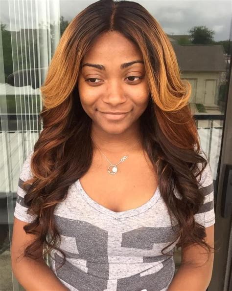 Tricolor Centre Parted Sew In Sew In Hairstyles Hair Styles Center